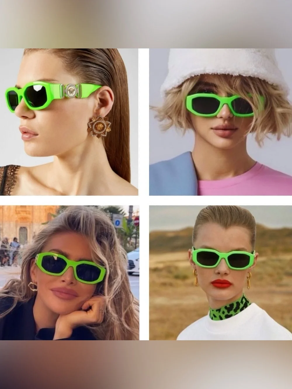 NWT Versace Green Fluo Medusa Biggie Sunglasses Full Inclusion
